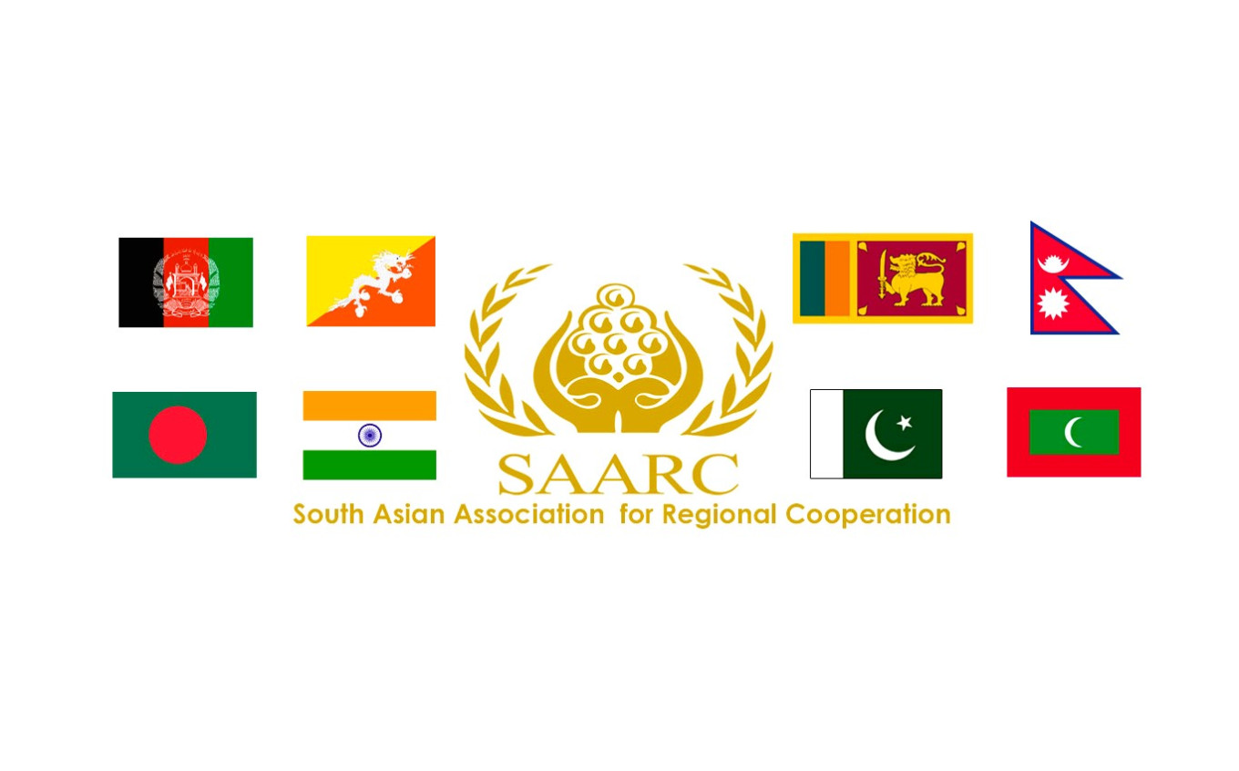 SAARC logo with flags of member countries, representing the South Asian Association for Regional Cooperation.
