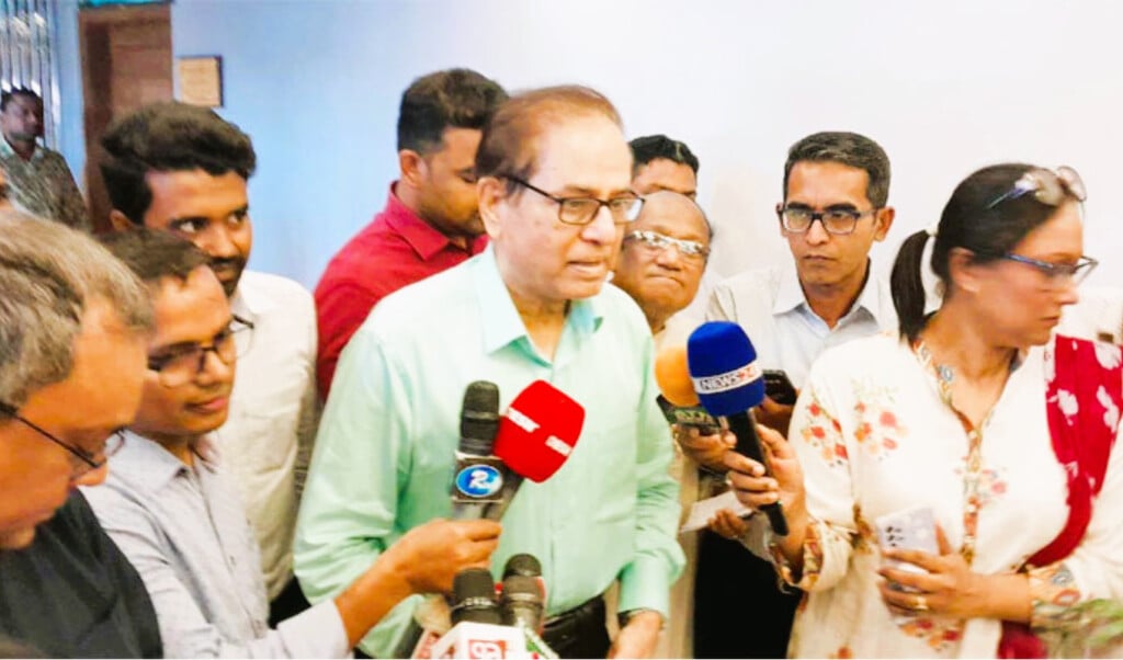 Dr. M Aminul Islam speaks to the media after resigning as special assistant to Chief Adviser Prof. Muhammad Yunus.