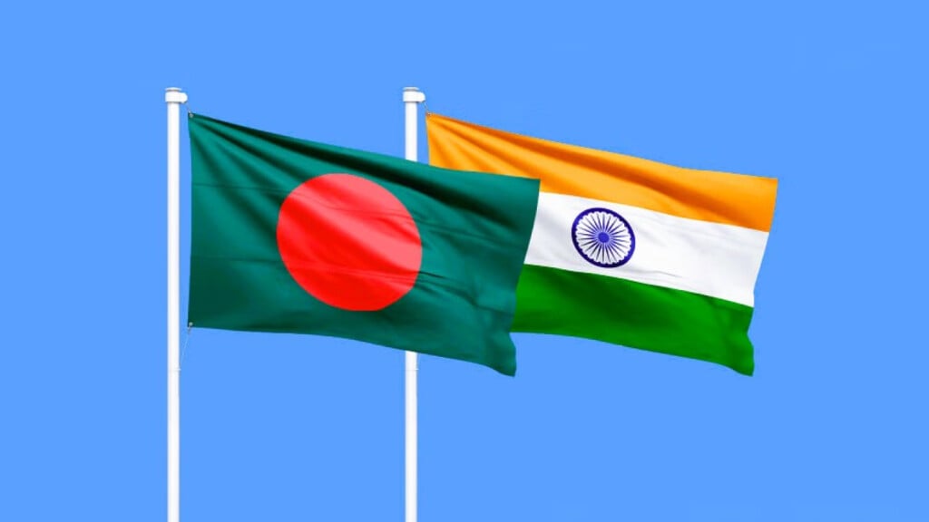 Flags of Bangladesh and India.