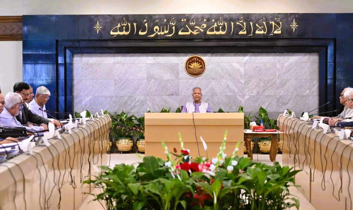 Chief Adviser Yunus presiding over an advisory council meeting on Bangladesh’s LDC graduation.