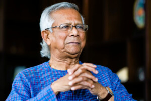 Bangladesh Interim Government Chief Adviser Muhammad Yunus during an interview.