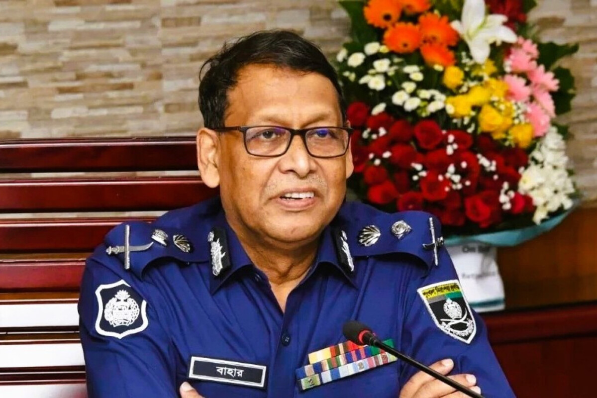 Inspector General of Police (IGP) Baharul Alam speaking at a press briefing.
