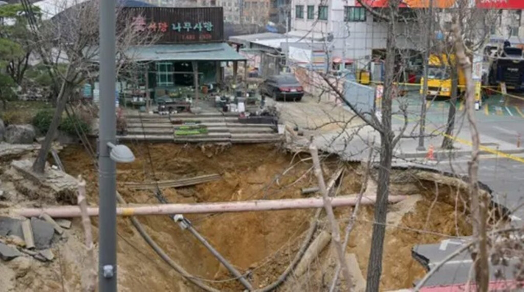 Motorcyclist Killed by Giant Sinkhole in Seoul 1742917075 Motorcyclist Killed by Giant Sinkhole in Seoul