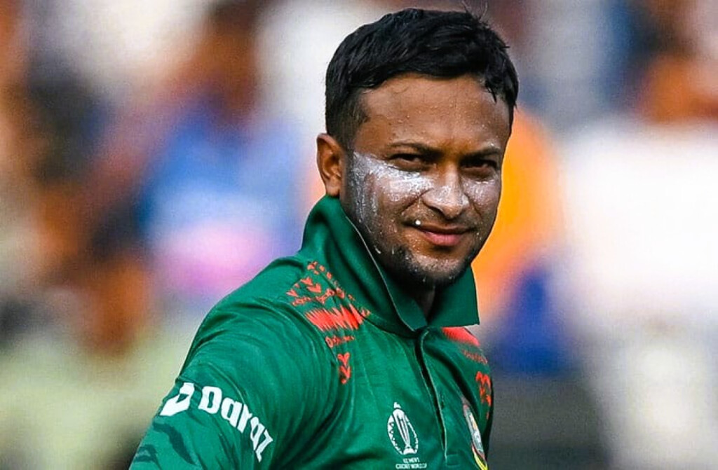 Shakib Al Hasan in Bangladesh cricket jersey during a match