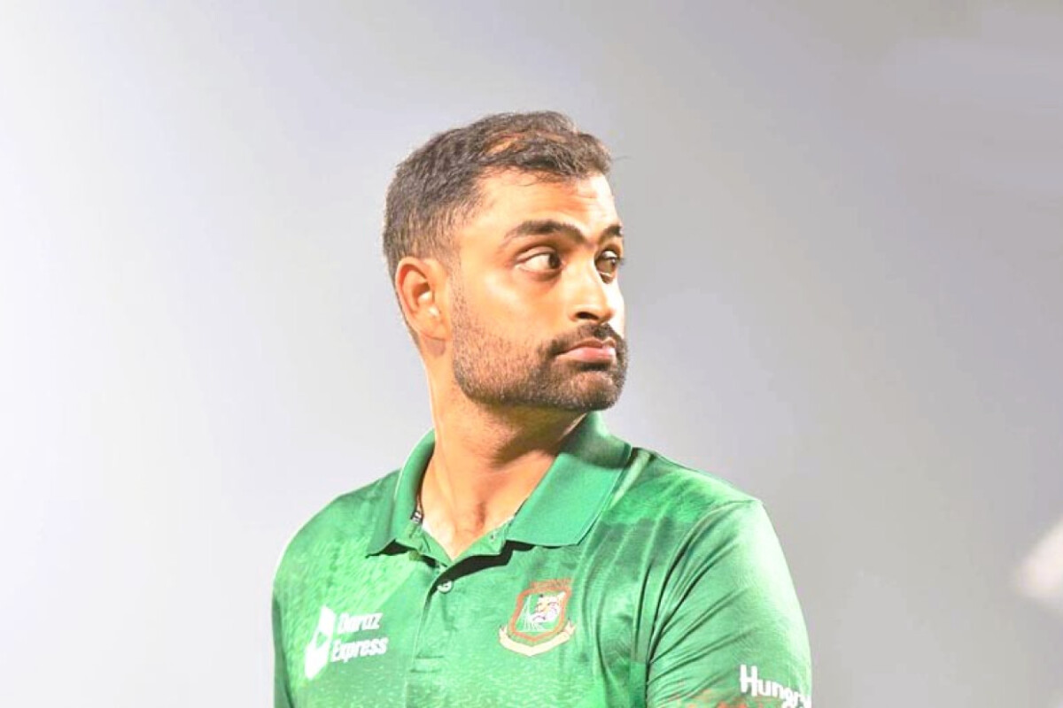 Tamim Iqbal in Bangladesh cricket team jersey during a match