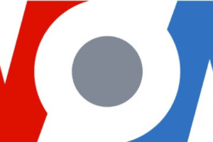 Voice of America (VOA) logo, featuring bold red, blue, and gray design elements.