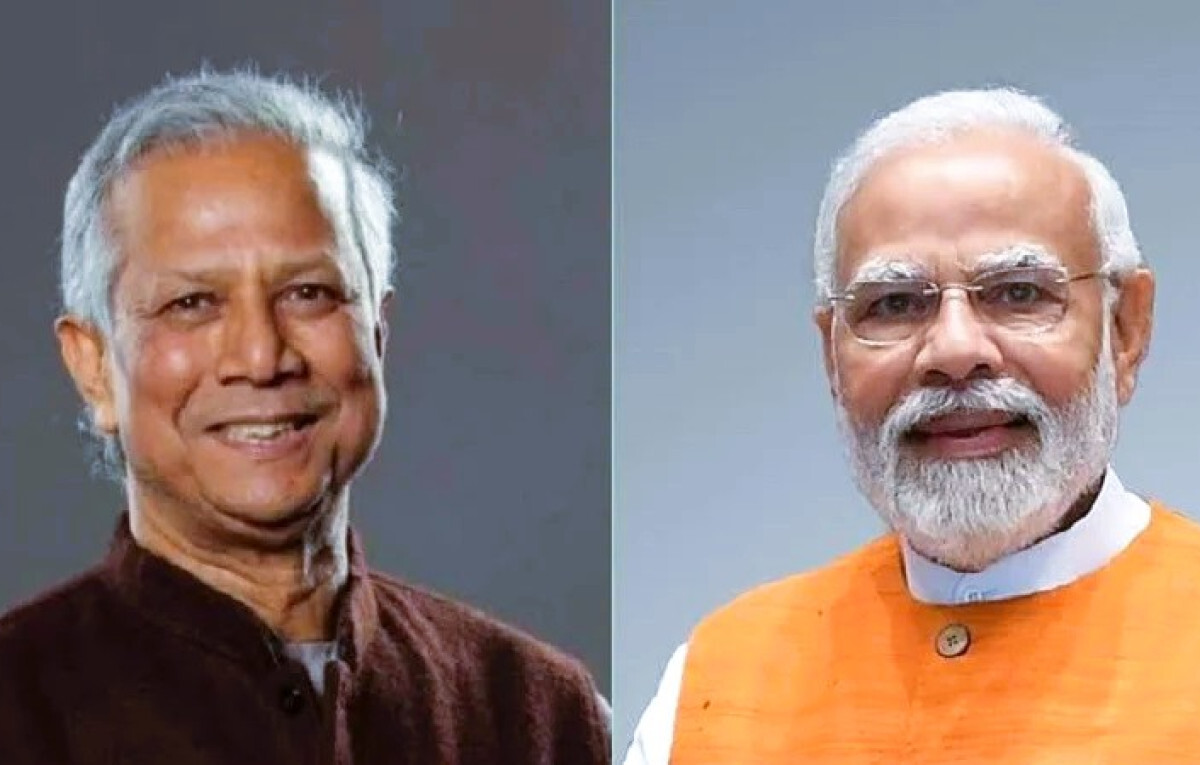 Prof Muhammad Yunus and Indian Prime Minister Narendra Modi