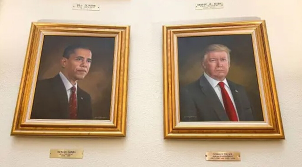 Trump Replaces Obama Portrait with Painting of Himself Surviving Assassination Attempt