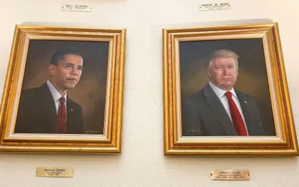Trump Replaces Obama Portrait with Painting of Himself Surviving Assassination Attempt