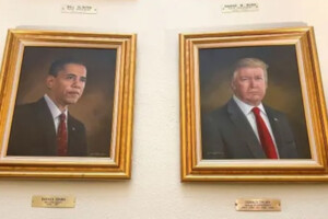 Trump Replaces Obama Portrait with Painting of Himself Surviving Assassination Attempt