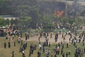 Bangladesh Air Force Training Jet Crashes into Milestone College Campus, Fire Erupts