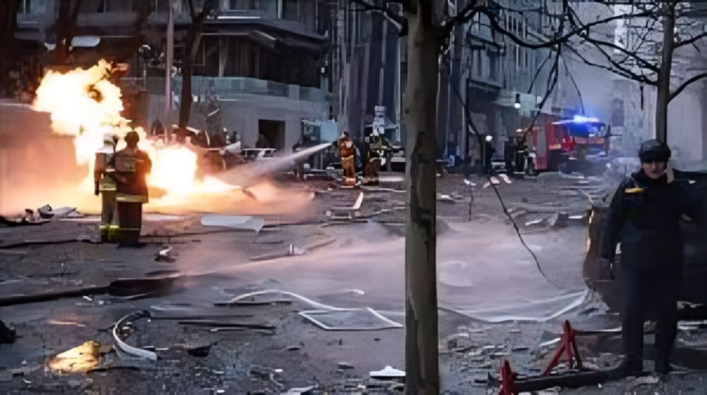 Russian strikes on Kyiv kill one school burning officials 1753088393 Russian Strikes on Kyiv Kill One, Ignite Fires at School and Shop