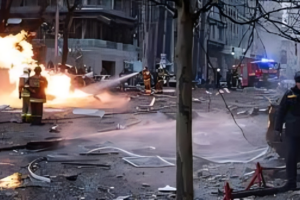 Russian Strikes on Kyiv Kill One, Ignite Fires at School and Shop