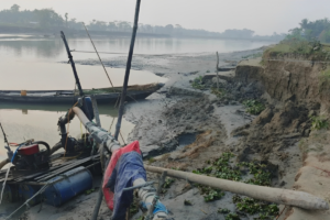BNP Leaders Allegedly Extracting Sand Freely from Meghna Using Dredgers
