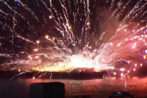 Barges Carrying Fireworks Erupt in Flames off Japan, Workers Flee into Sea