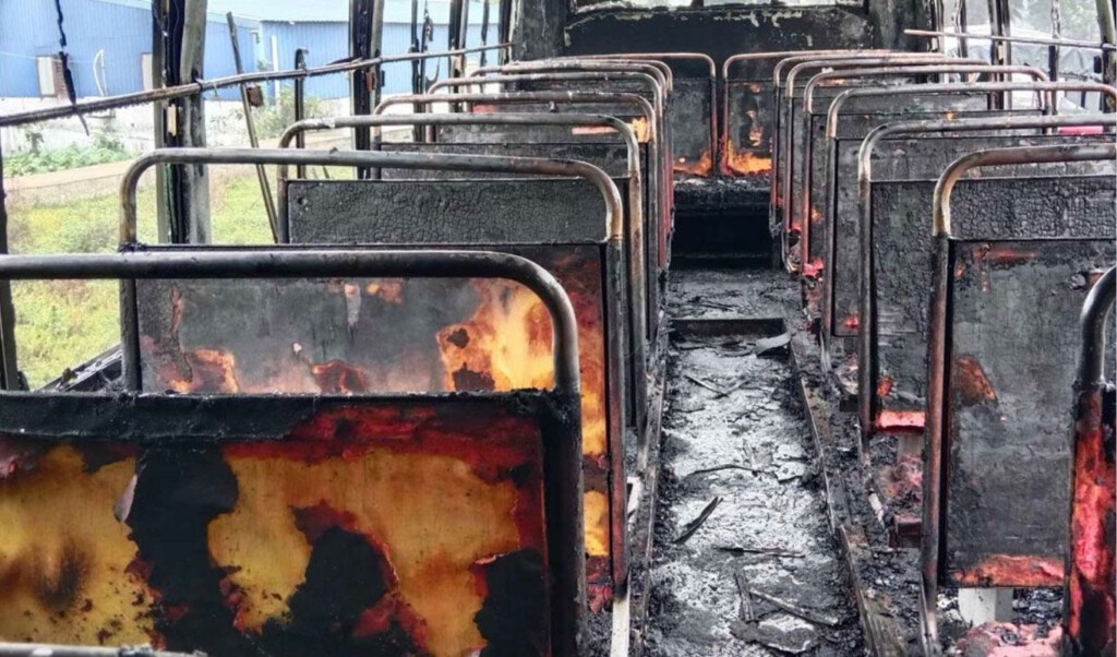 School Bus Set on Fire by Miscreants in Manikganj at Night School Bus Set on Fire by Miscreants in Manikganj at Night