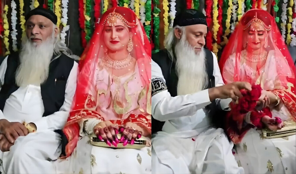 a 70 year old man married a 22 year old woman after falling in love A 70-year-old man married a 22-year-old woman after falling in love.