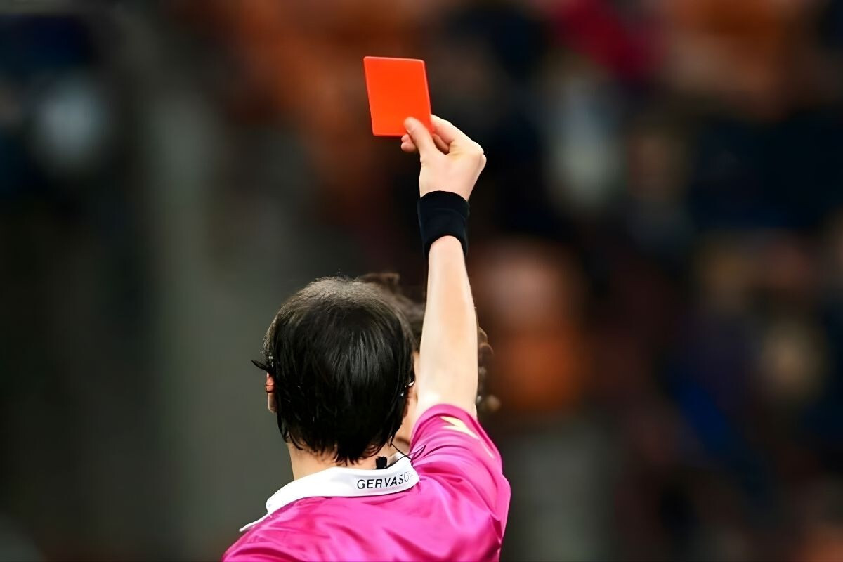 A bizarre moment in the history of the game: the referee showed a red card to a spectator