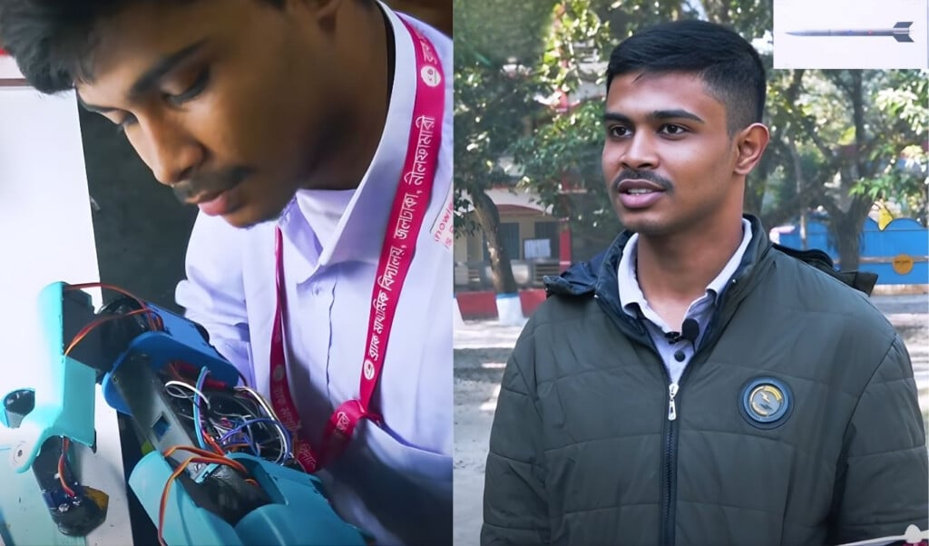 a teenager is building a modern missile while sitting in his village A teenager is building a modern missile while sitting in his village