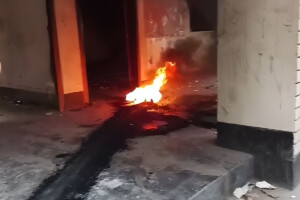 After yesterday’s flag-raising, today the Pabna District Awami League office was reduced to ashes by fire.