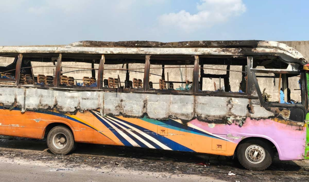 arson on parked bus in keraniganj causes financial loss Arson on Parked Bus in Keraniganj Causes Financial Loss