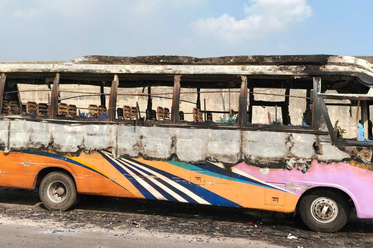 Arson on Parked Bus in Keraniganj Causes Financial Loss
