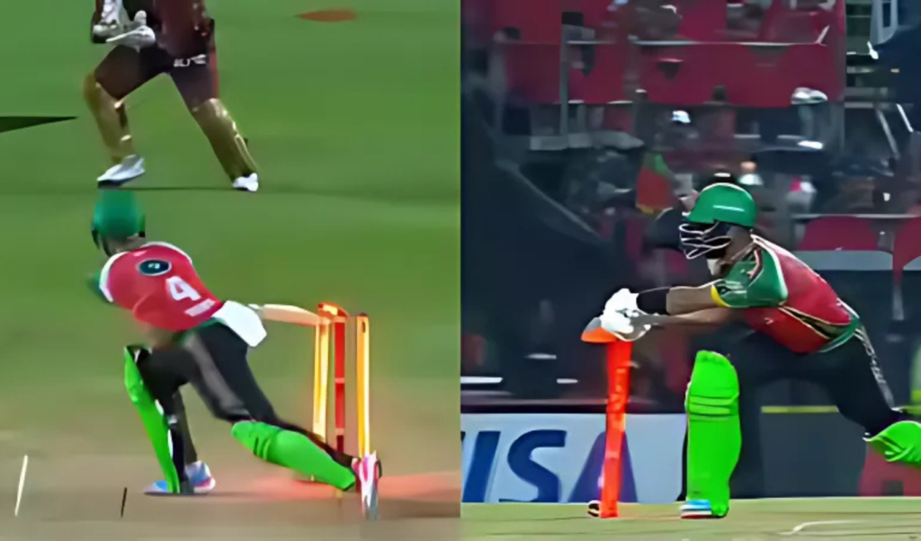 bizarre hit wicket dismissal in caribbean premier league Bizarre ‘Hit Wicket’ Dismissal in Caribbean Premier League