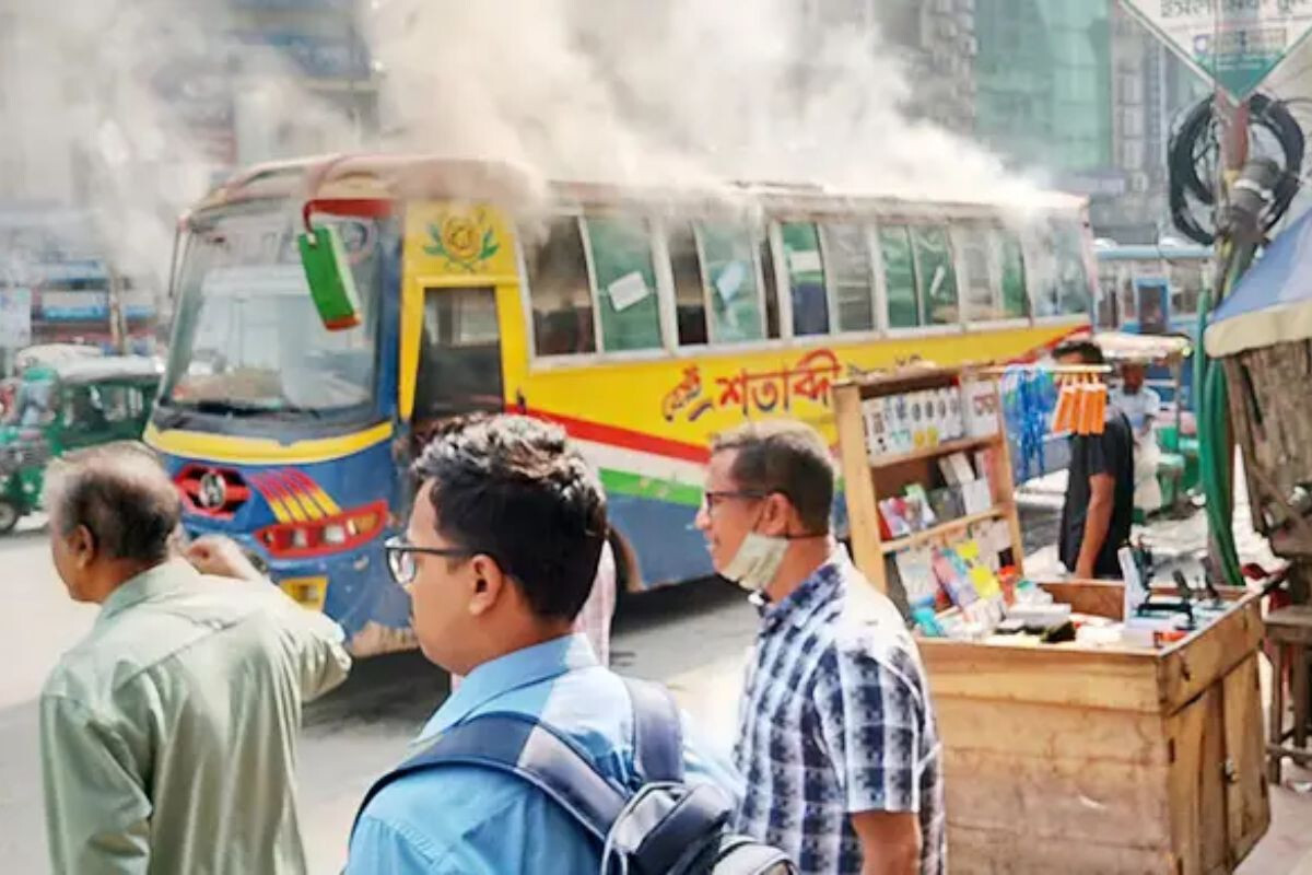 Bus of Shatabdi Paribahan Set on Fire in Mirpur