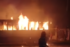 Bus Set on Fire in Hazaribagh, Dhaka