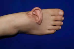 Chinese doctors reattached a severed ear, which had been preserved on the sole of the foot, back onto the head