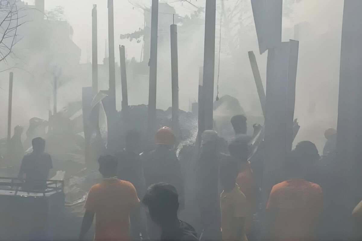 Cotton Factory Damaged by Fire in Narayanganj