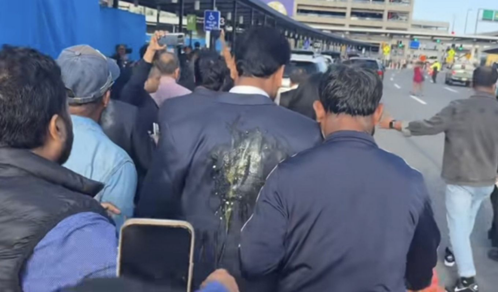 egg attack on ncp member secretary akhtar in new york Egg Attack on NCP Member Secretary Akhtar in New York