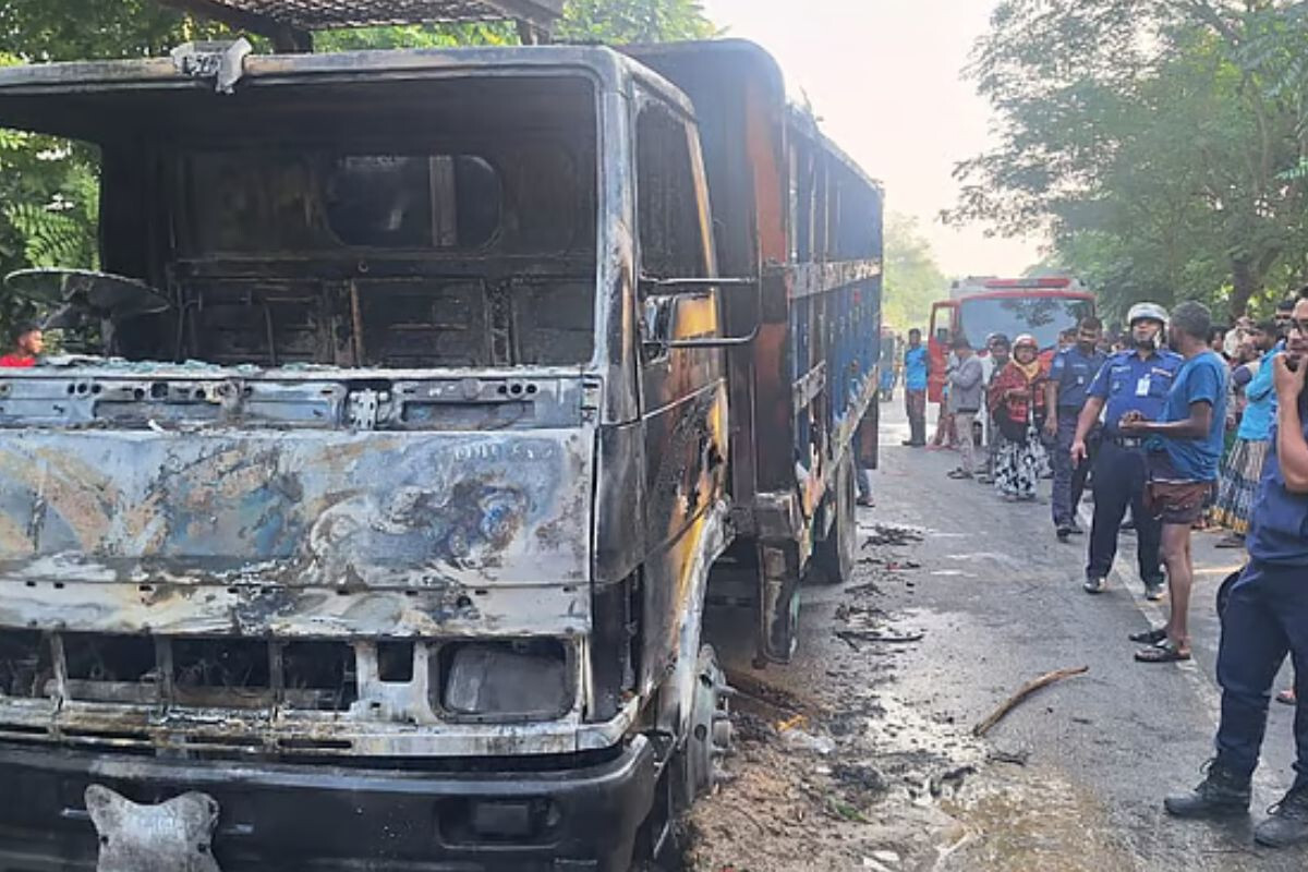 Expressway Blocked in Front of Padma Bridge, Truck Set on Fire, Traffic Halted