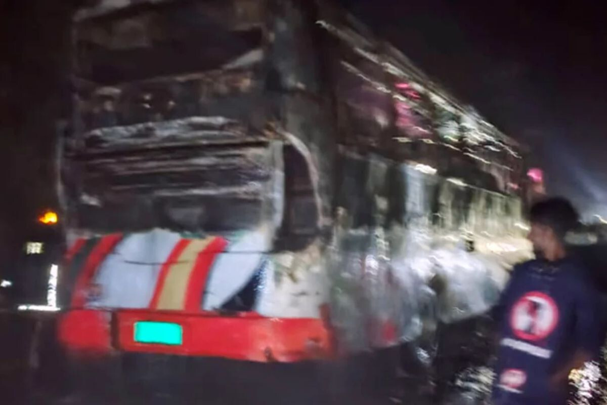 Fire Breaks Out in Passenger Bus in Lakshmipur