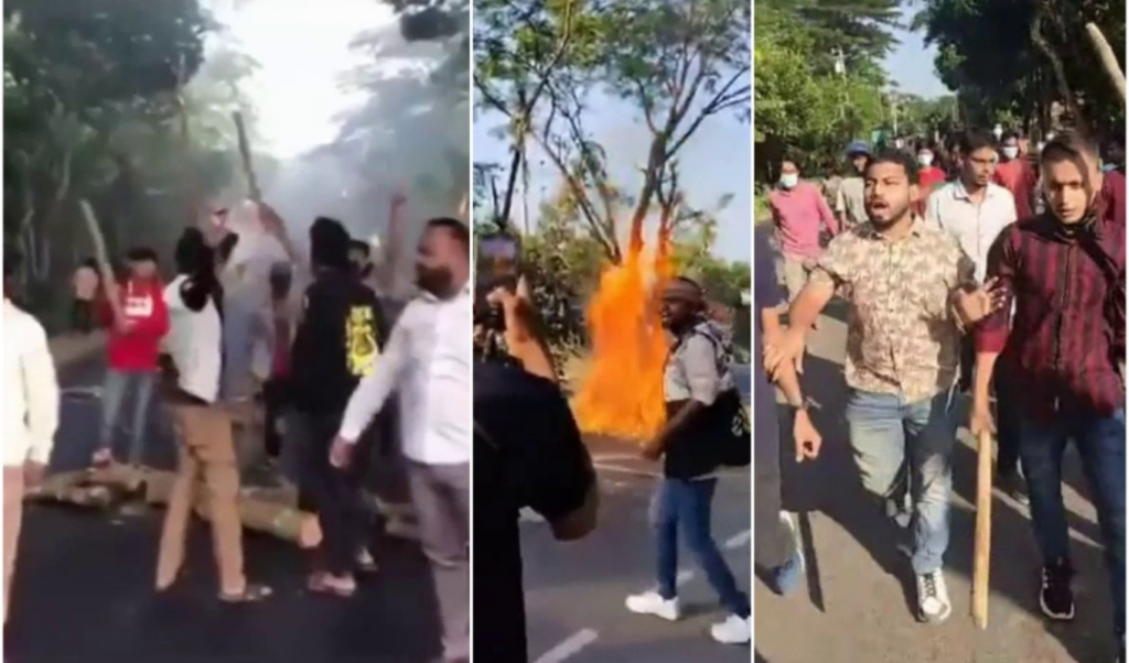 fire on the road in tungipara protests by chhatra league and juba league on the dhakakhulna highway Fire on the Road in Tungipara, Protests by Chhatra League and Juba League on the Dhaka–Khulna Highway