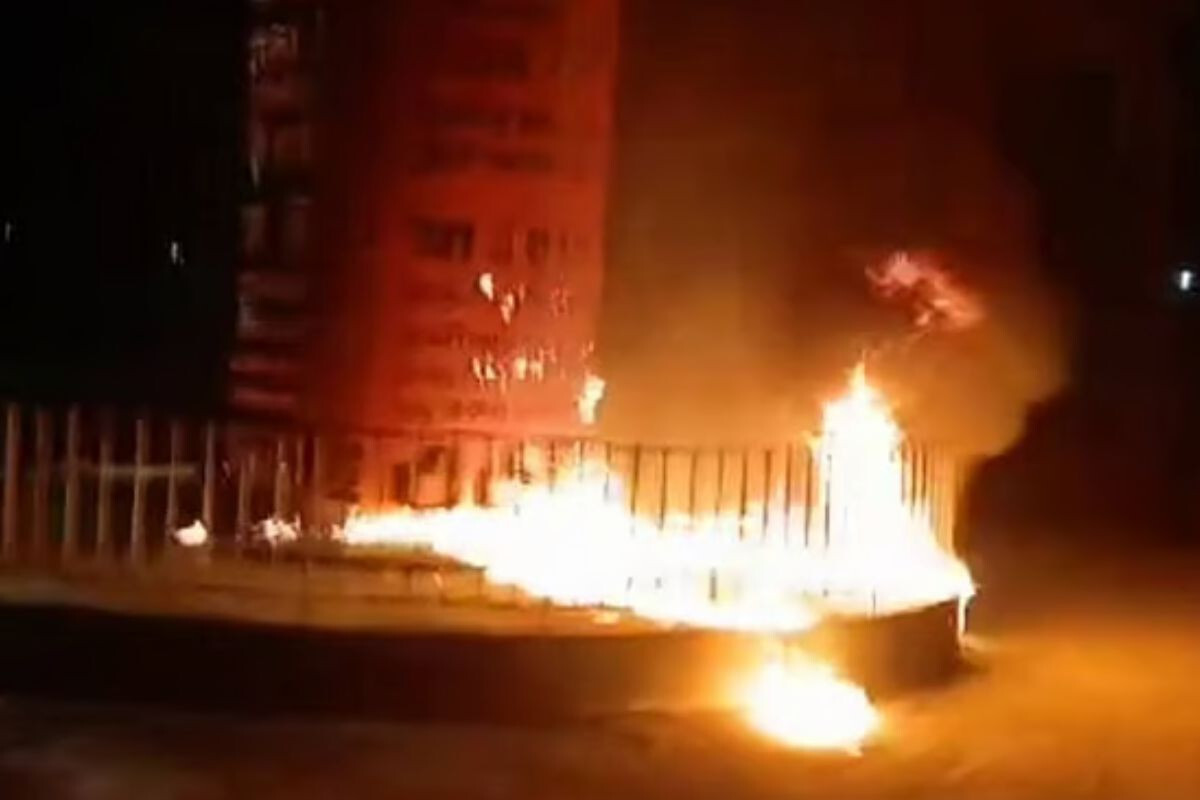 Fire set at July Monument in Barguna, video uploaded on Facebook