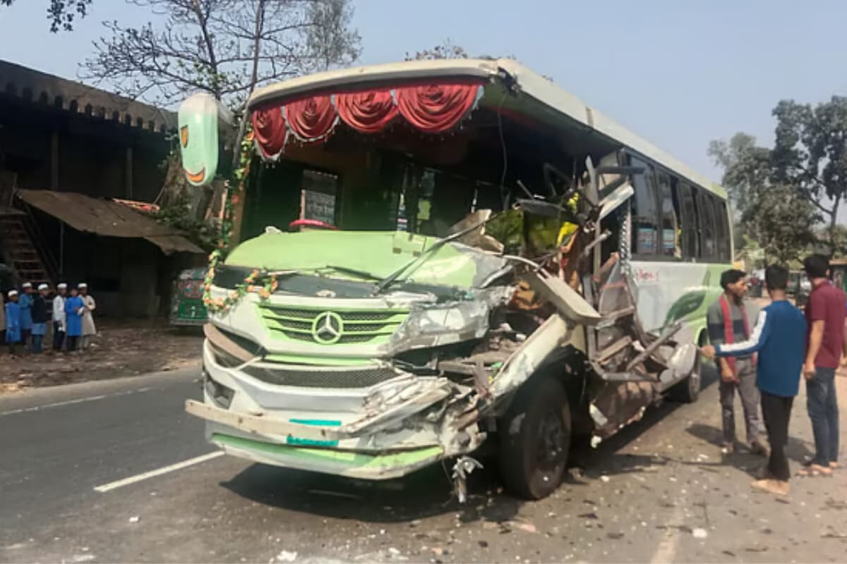 Head-On Collision in Chandanaish Injures Bus Driver, Assistant