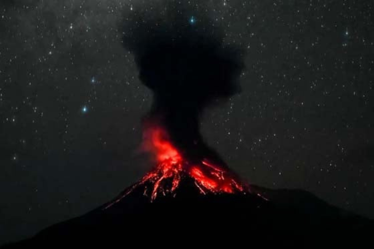 Indonesia Volcano Erupts, Belching Ash into the Night Sky
