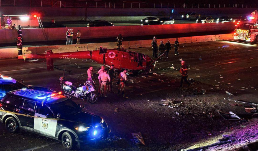 medical helicopter crashes on california highway three in critical condition Medical Helicopter Crashes on California Highway, Three in Critical Condition
