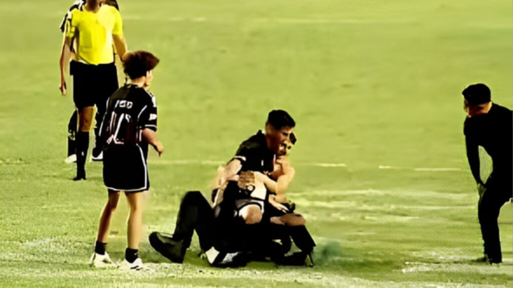 messi toppled as pitch invaders mar miami victory Messi Toppled as Pitch Invaders Mar Miami Victory