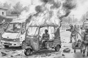 Microbus Collision Causes Fire in CNG, One Passenger Killed