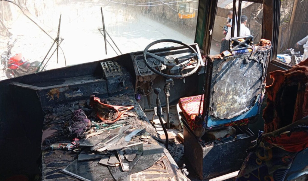 miscreants set fire to parked bus in jashore Miscreants Set Fire to Parked Bus in Jashore