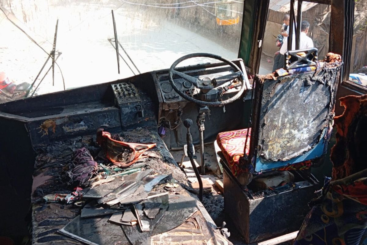 Miscreants Set Fire to Parked Bus in Jashore