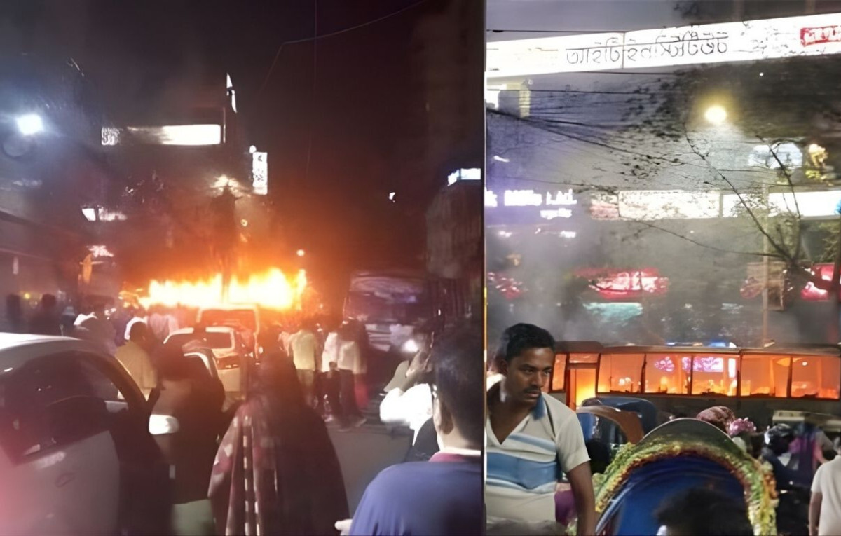 Multiple cocktail bomb explosions and bus fires reported across the capital