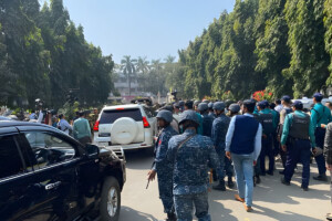 Naval Adviser Confronts Striking Workers at Chittagong