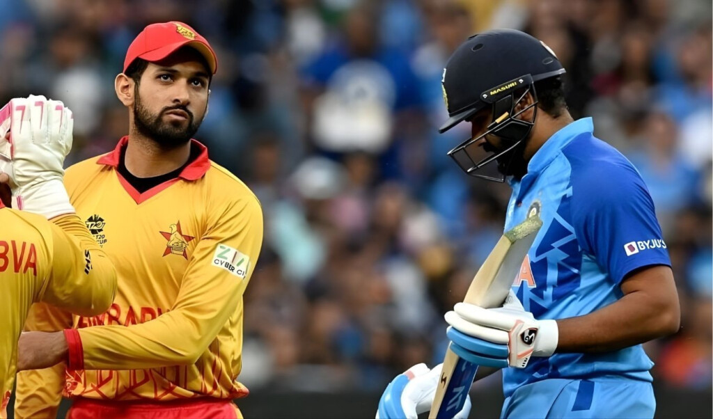 new world record holder sikandar raja with rohit and suryakumar trailing behind "New world record holder Sikandar Raja, with Rohit and Suryakumar trailing behind."