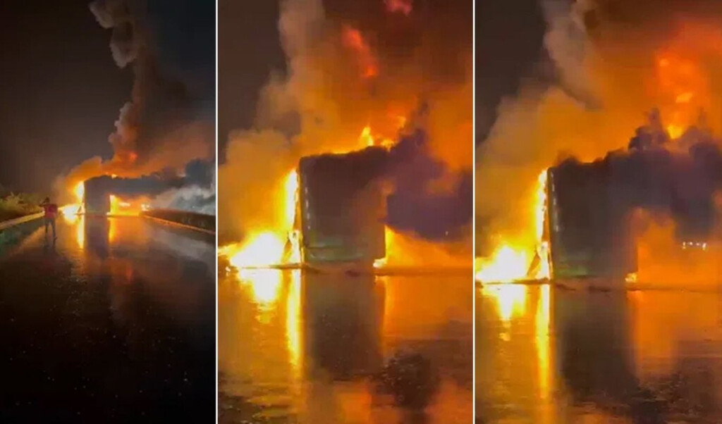 passenger bus reduced to ashes in moments multiple casualties feared in andhra pradesh Passenger Bus Reduced to Ashes in Moments, Multiple Casualties Feared in Andhra Pradesh