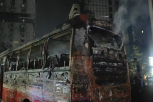 Passenger Bus Set on Fire in Dhaka’s Mohakhali