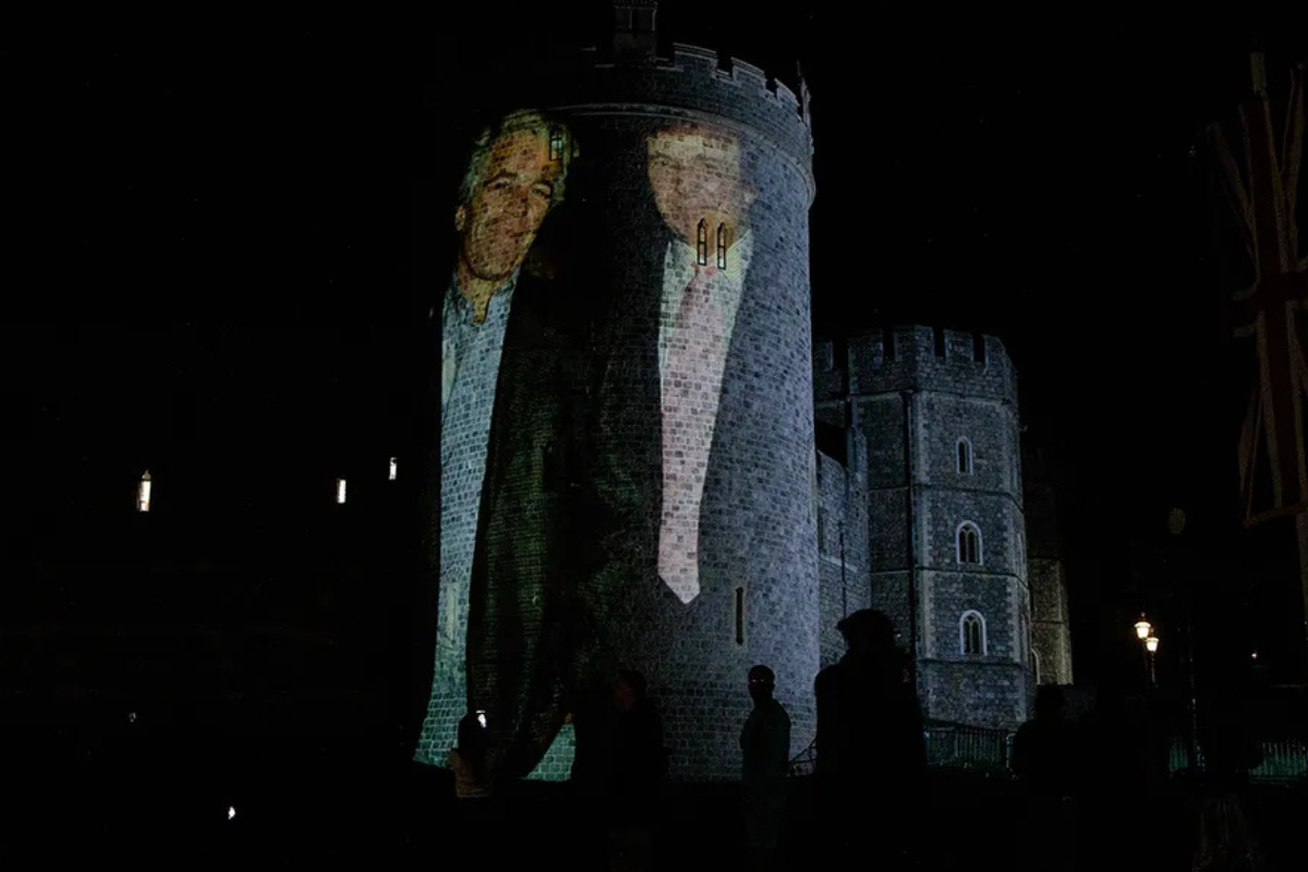 Protesters Project Epstein Video at UK Castle Ahead of Trump Visit
