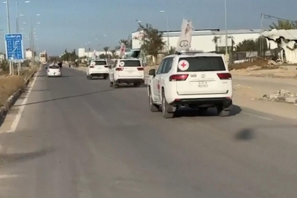 Red Cross Convoy En Route to Collect Second Group of Hostages from Gaza
